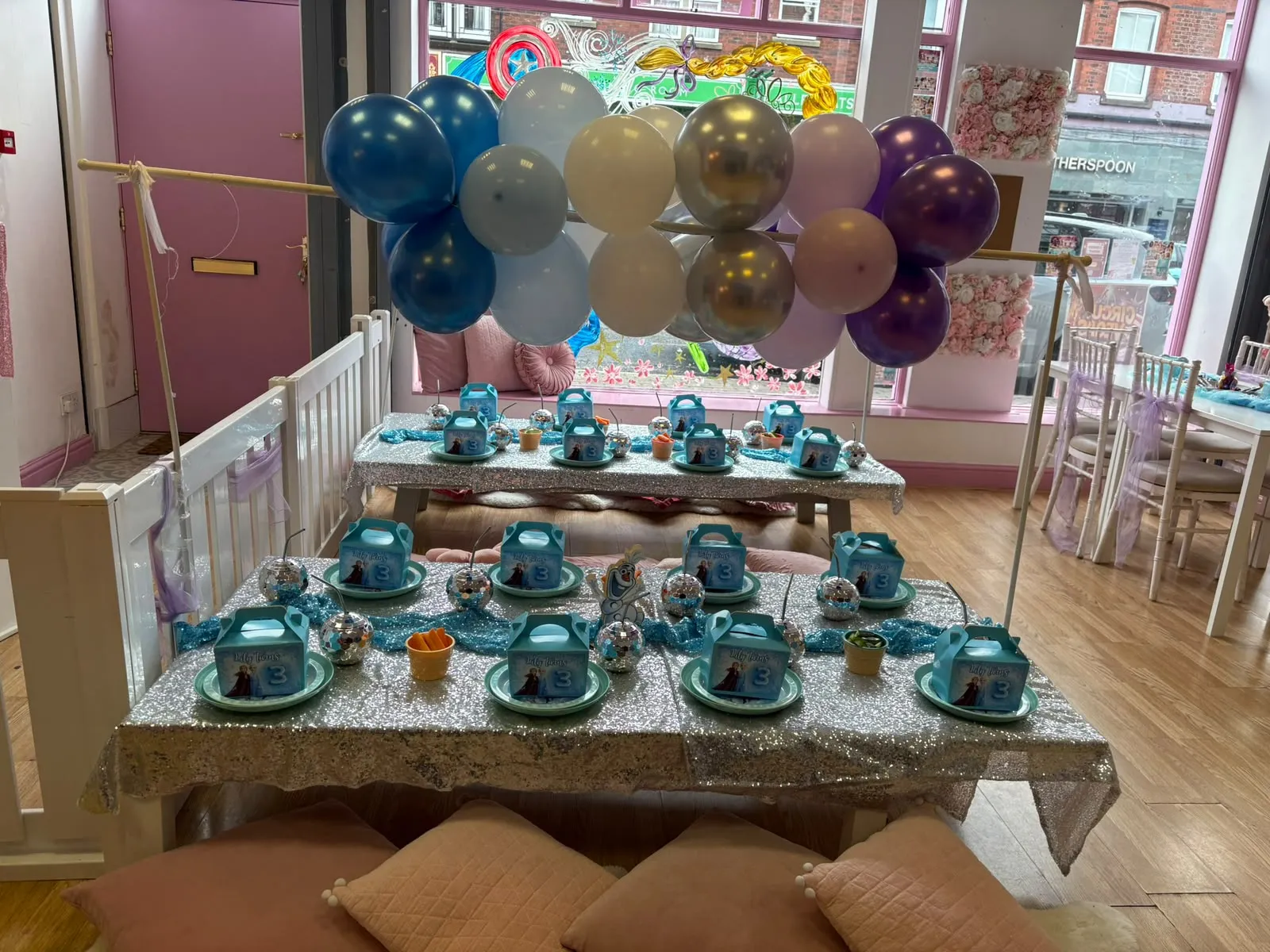 The venue decorated for a birthday party